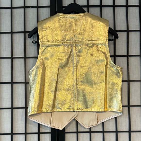 Ganni Designer Egret Metallic Cotton Vest NEW Size 38 - Picture 6 of 11